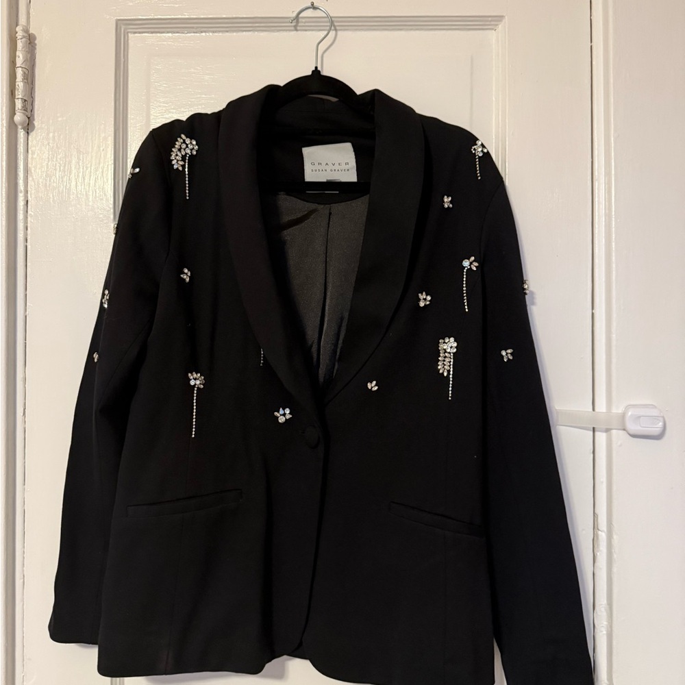 Susan Graver Black Blazer with Embellishments